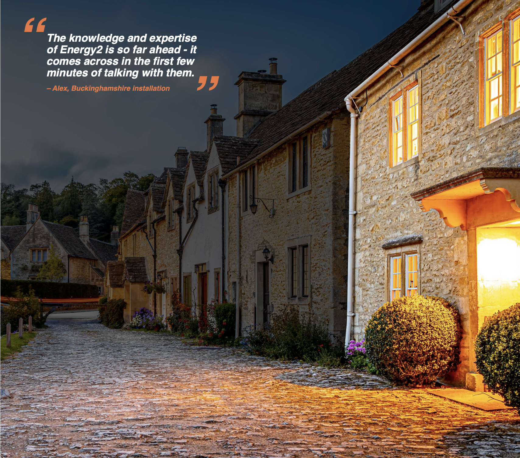 Beautiful British village with Energy2 providing energy independence
